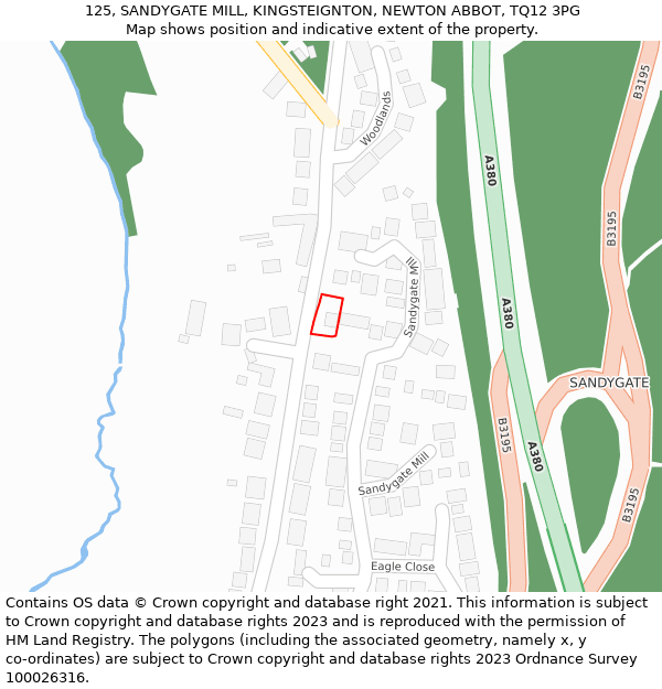 125, SANDYGATE MILL, KINGSTEIGNTON, NEWTON ABBOT, TQ12 3PG: Location map and indicative extent of plot