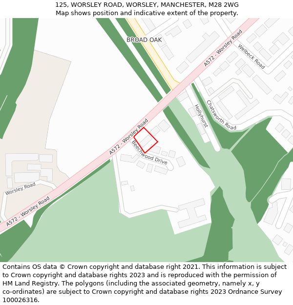 125, WORSLEY ROAD, WORSLEY, MANCHESTER, M28 2WG: Location map and indicative extent of plot