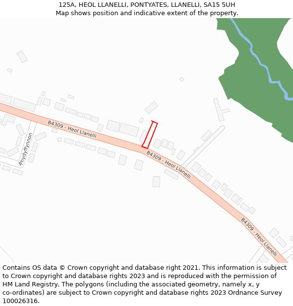 125A, HEOL LLANELLI, PONTYATES, LLANELLI, SA15 5UH: Location map and indicative extent of plot