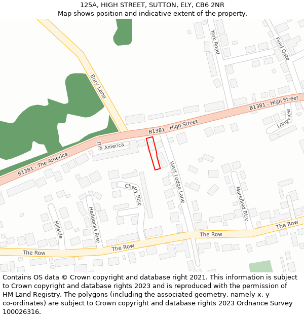 125A, HIGH STREET, SUTTON, ELY, CB6 2NR: Location map and indicative extent of plot