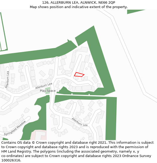 126, ALLERBURN LEA, ALNWICK, NE66 2QP: Location map and indicative extent of plot