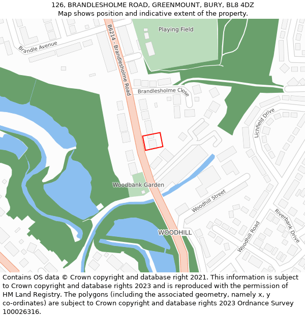 126, BRANDLESHOLME ROAD, GREENMOUNT, BURY, BL8 4DZ: Location map and indicative extent of plot