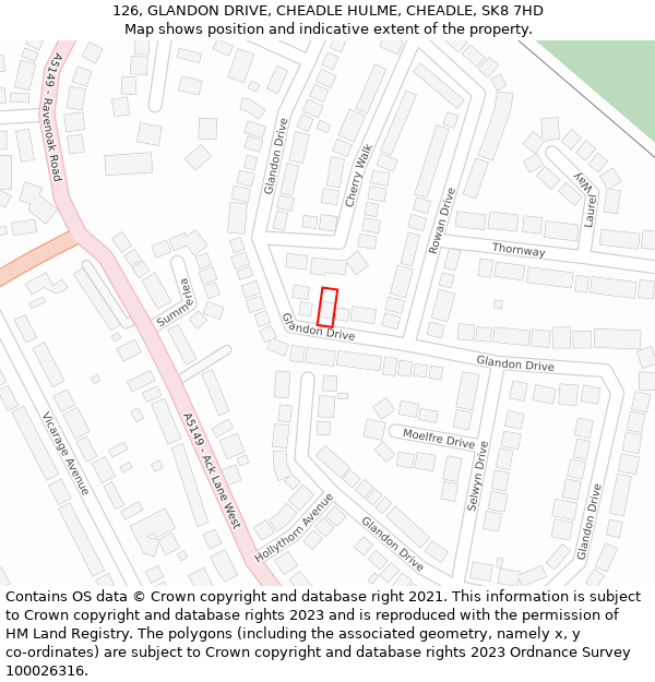 126, GLANDON DRIVE, CHEADLE HULME, CHEADLE, SK8 7HD: Location map and indicative extent of plot