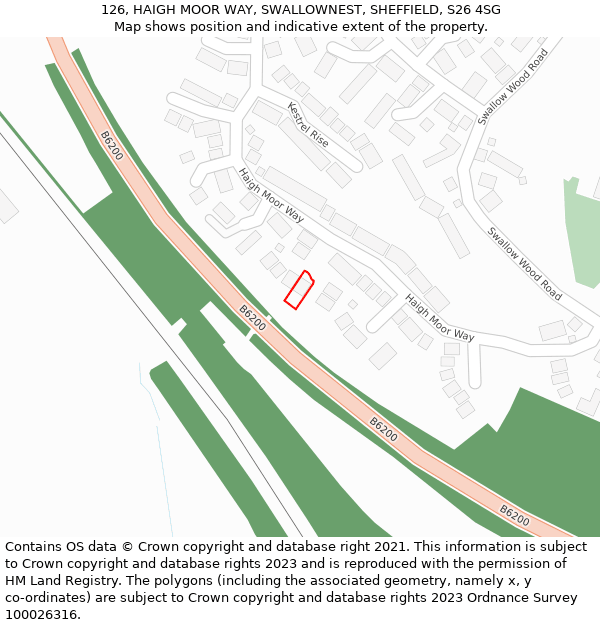 126, HAIGH MOOR WAY, SWALLOWNEST, SHEFFIELD, S26 4SG: Location map and indicative extent of plot