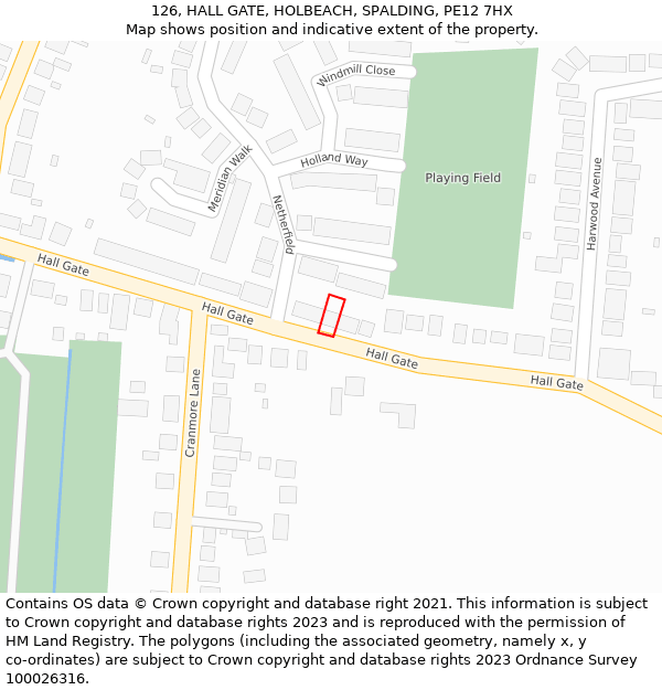 126, HALL GATE, HOLBEACH, SPALDING, PE12 7HX: Location map and indicative extent of plot