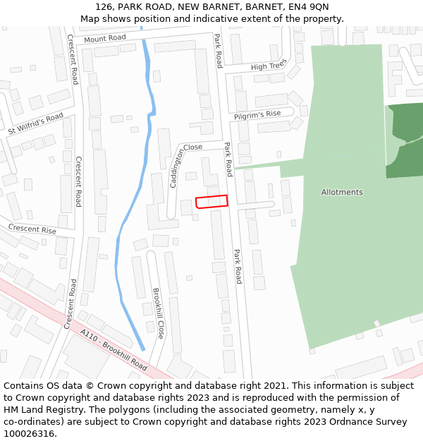 126, PARK ROAD, NEW BARNET, BARNET, EN4 9QN: Location map and indicative extent of plot