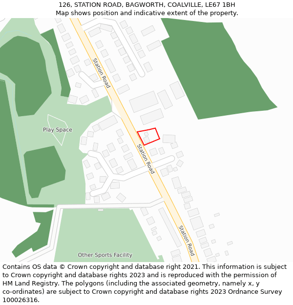 126, STATION ROAD, BAGWORTH, COALVILLE, LE67 1BH: Location map and indicative extent of plot