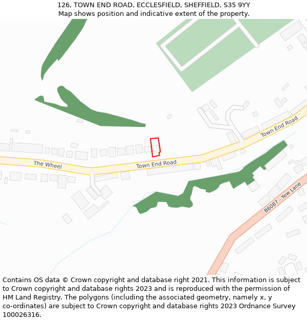 126, TOWN END ROAD, ECCLESFIELD, SHEFFIELD, S35 9YY: Location map and indicative extent of plot