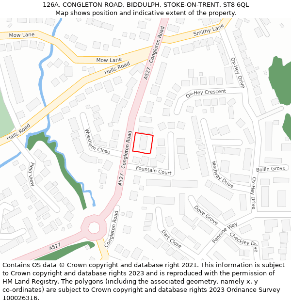 126A, CONGLETON ROAD, BIDDULPH, STOKE-ON-TRENT, ST8 6QL: Location map and indicative extent of plot
