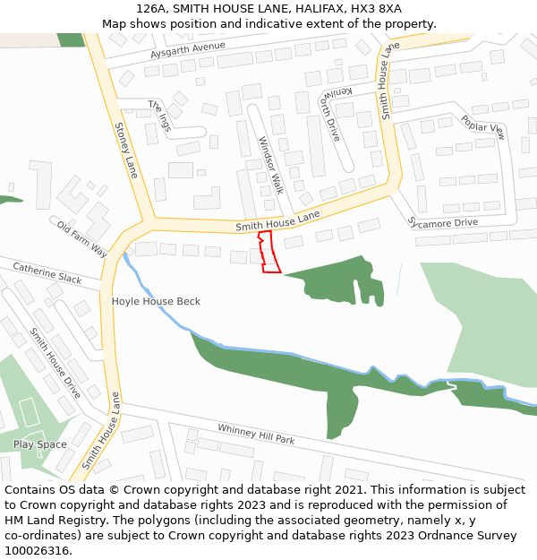 126A, SMITH HOUSE LANE, HALIFAX, HX3 8XA: Location map and indicative extent of plot