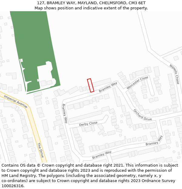127, BRAMLEY WAY, MAYLAND, CHELMSFORD, CM3 6ET: Location map and indicative extent of plot