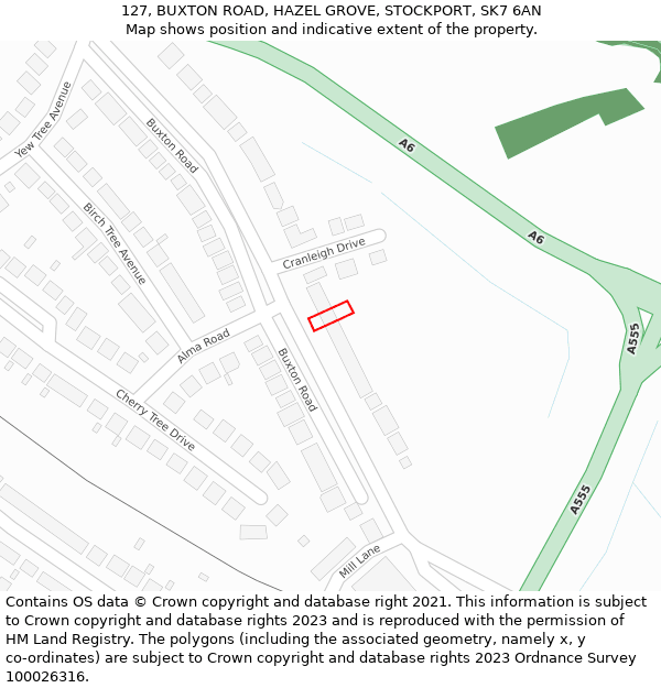 127, BUXTON ROAD, HAZEL GROVE, STOCKPORT, SK7 6AN: Location map and indicative extent of plot