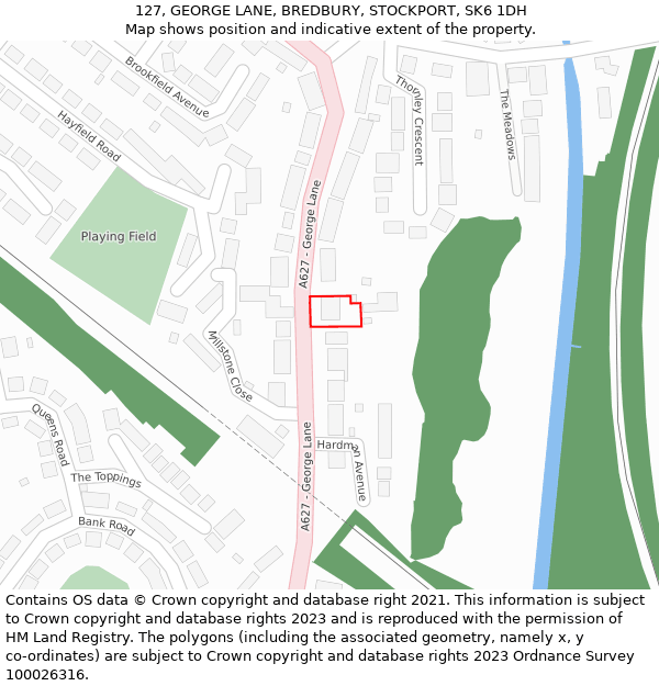 127, GEORGE LANE, BREDBURY, STOCKPORT, SK6 1DH: Location map and indicative extent of plot