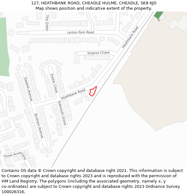 127, HEATHBANK ROAD, CHEADLE HULME, CHEADLE, SK8 6JD: Location map and indicative extent of plot