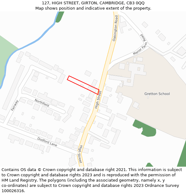 127, HIGH STREET, GIRTON, CAMBRIDGE, CB3 0QQ: Location map and indicative extent of plot