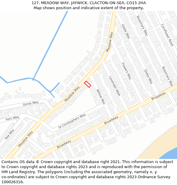 127, MEADOW WAY, JAYWICK, CLACTON-ON-SEA, CO15 2HA: Location map and indicative extent of plot