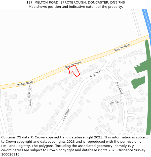 127, MELTON ROAD, SPROTBROUGH, DONCASTER, DN5 7NS: Location map and indicative extent of plot