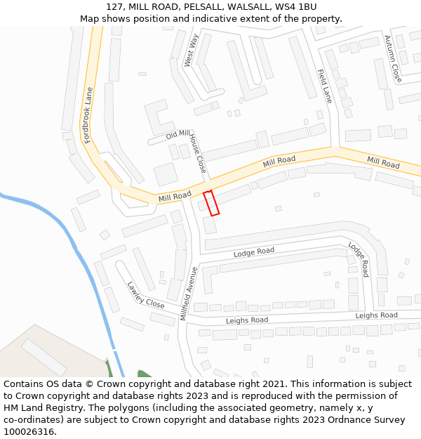 127, MILL ROAD, PELSALL, WALSALL, WS4 1BU: Location map and indicative extent of plot