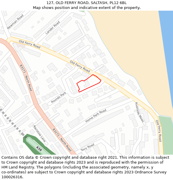 127, OLD FERRY ROAD, SALTASH, PL12 6BL: Location map and indicative extent of plot