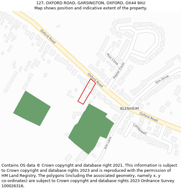 127, OXFORD ROAD, GARSINGTON, OXFORD, OX44 9AU: Location map and indicative extent of plot