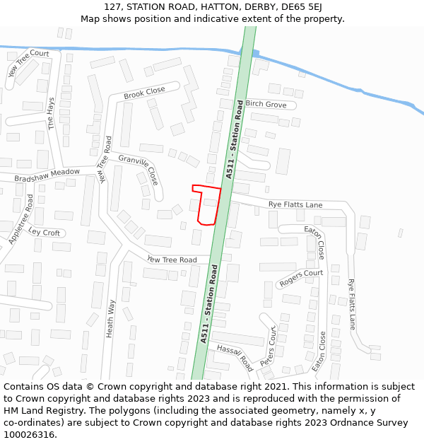 127, STATION ROAD, HATTON, DERBY, DE65 5EJ: Location map and indicative extent of plot