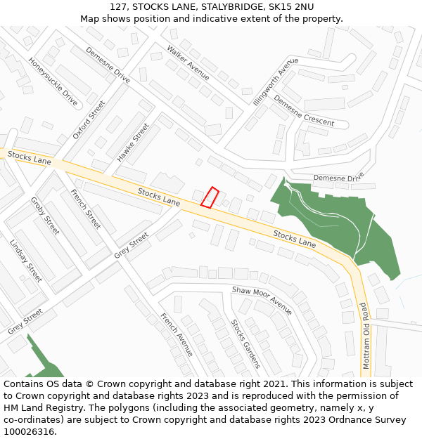 127, STOCKS LANE, STALYBRIDGE, SK15 2NU: Location map and indicative extent of plot