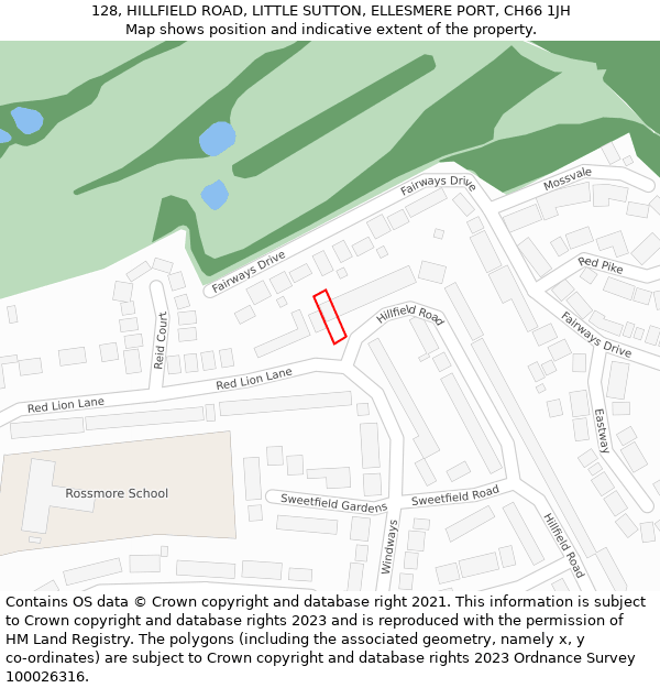 128, HILLFIELD ROAD, LITTLE SUTTON, ELLESMERE PORT, CH66 1JH: Location map and indicative extent of plot