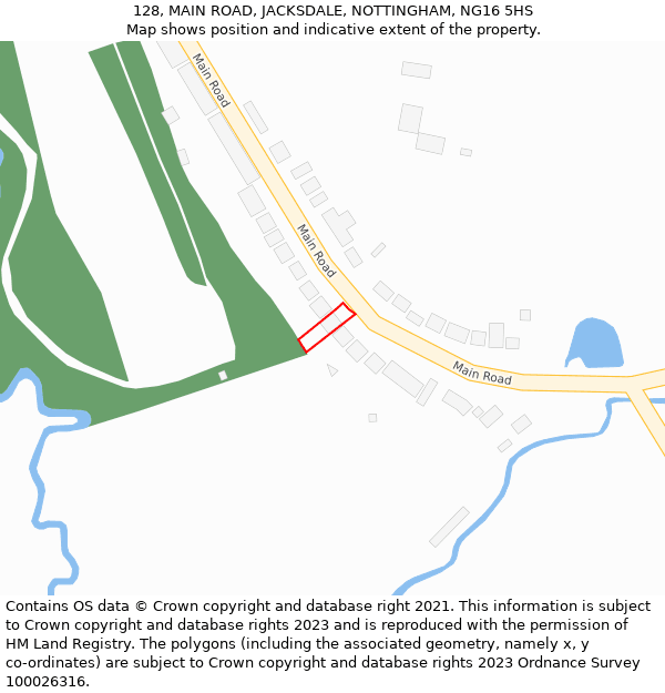 128, MAIN ROAD, JACKSDALE, NOTTINGHAM, NG16 5HS: Location map and indicative extent of plot