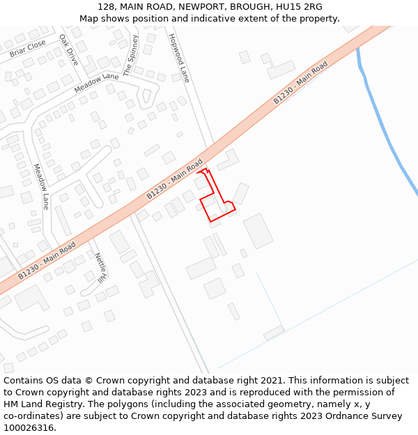 128, MAIN ROAD, NEWPORT, BROUGH, HU15 2RG: Location map and indicative extent of plot