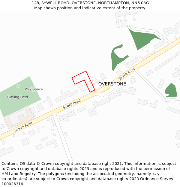128, SYWELL ROAD, OVERSTONE, NORTHAMPTON, NN6 0AG: Location map and indicative extent of plot