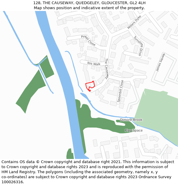 128, THE CAUSEWAY, QUEDGELEY, GLOUCESTER, GL2 4LH: Location map and indicative extent of plot