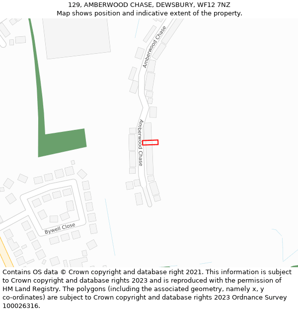 129, AMBERWOOD CHASE, DEWSBURY, WF12 7NZ: Location map and indicative extent of plot