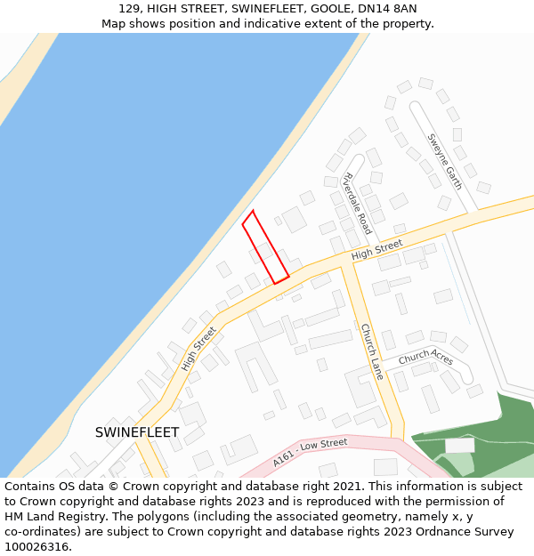 129, HIGH STREET, SWINEFLEET, GOOLE, DN14 8AN: Location map and indicative extent of plot