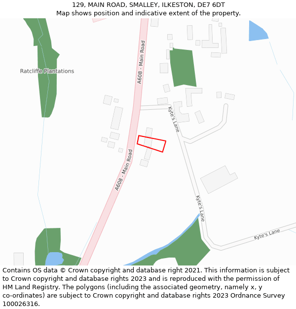 129, MAIN ROAD, SMALLEY, ILKESTON, DE7 6DT: Location map and indicative extent of plot