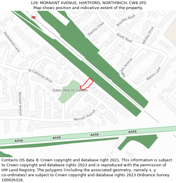 129, MORNANT AVENUE, HARTFORD, NORTHWICH, CW8 2FG: Location map and indicative extent of plot