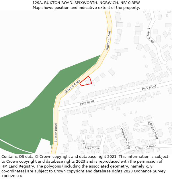 129A, BUXTON ROAD, SPIXWORTH, NORWICH, NR10 3PW: Location map and indicative extent of plot