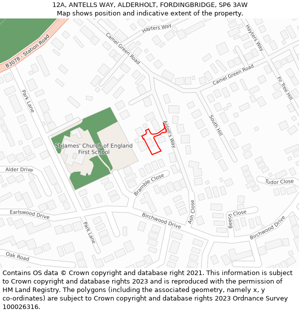 12A, ANTELLS WAY, ALDERHOLT, FORDINGBRIDGE, SP6 3AW: Location map and indicative extent of plot