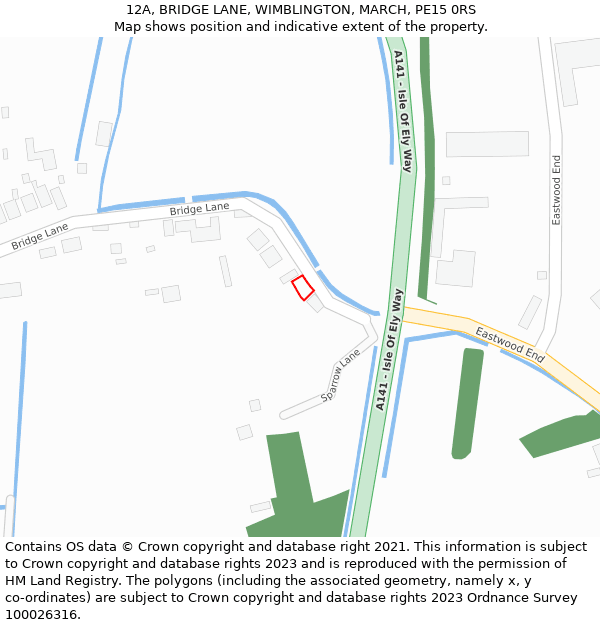 12A, BRIDGE LANE, WIMBLINGTON, MARCH, PE15 0RS: Location map and indicative extent of plot