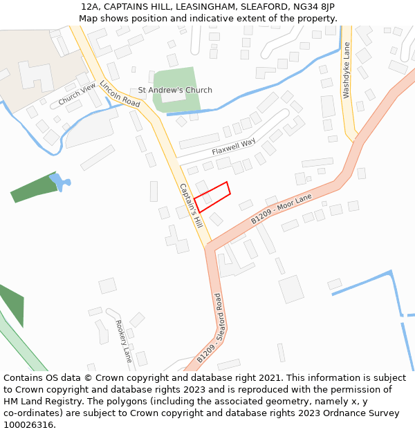 12A, CAPTAINS HILL, LEASINGHAM, SLEAFORD, NG34 8JP: Location map and indicative extent of plot