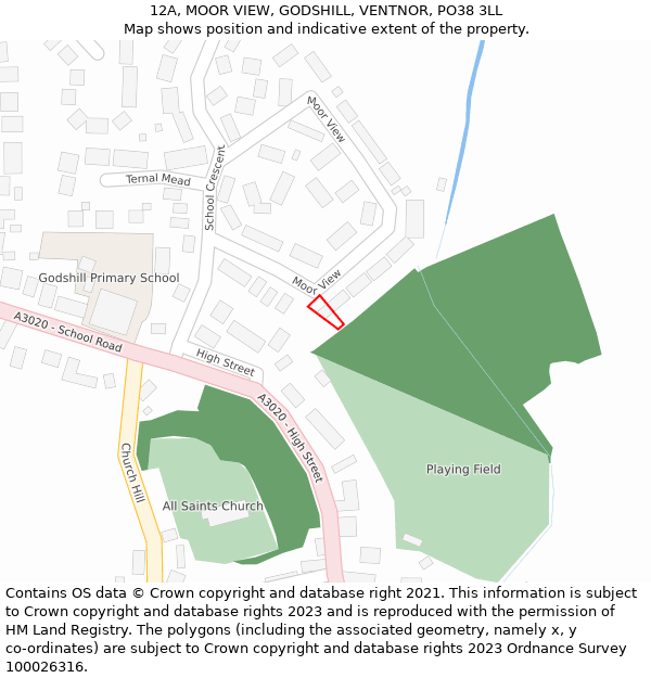 12A, MOOR VIEW, GODSHILL, VENTNOR, PO38 3LL: Location map and indicative extent of plot