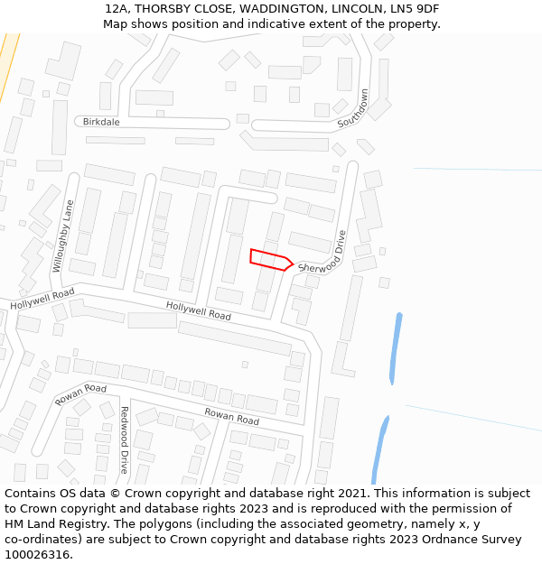 12A, THORSBY CLOSE, WADDINGTON, LINCOLN, LN5 9DF: Location map and indicative extent of plot