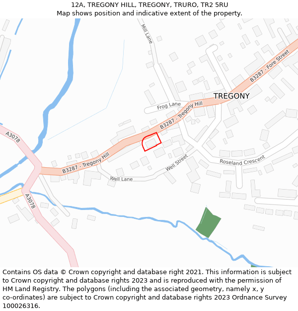 12A, TREGONY HILL, TREGONY, TRURO, TR2 5RU: Location map and indicative extent of plot