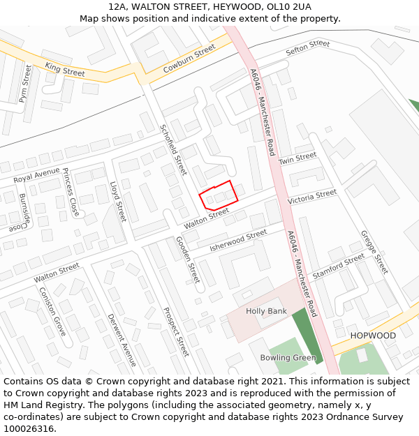 12A, WALTON STREET, HEYWOOD, OL10 2UA: Location map and indicative extent of plot