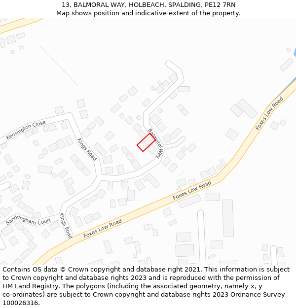 13, BALMORAL WAY, HOLBEACH, SPALDING, PE12 7RN: Location map and indicative extent of plot