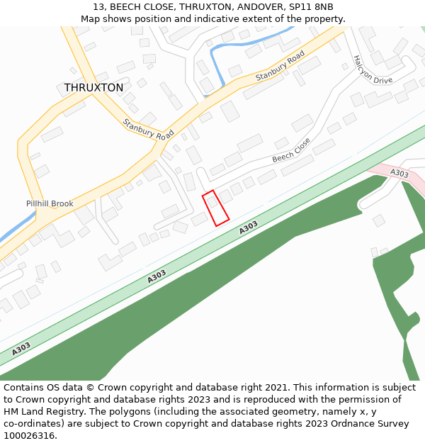 13, BEECH CLOSE, THRUXTON, ANDOVER, SP11 8NB: Location map and indicative extent of plot