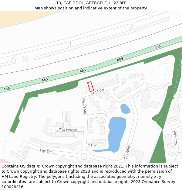 13, CAE DDOL, ABERGELE, LL22 8FP: Location map and indicative extent of plot