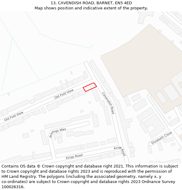 13, CAVENDISH ROAD, BARNET, EN5 4ED: Location map and indicative extent of plot