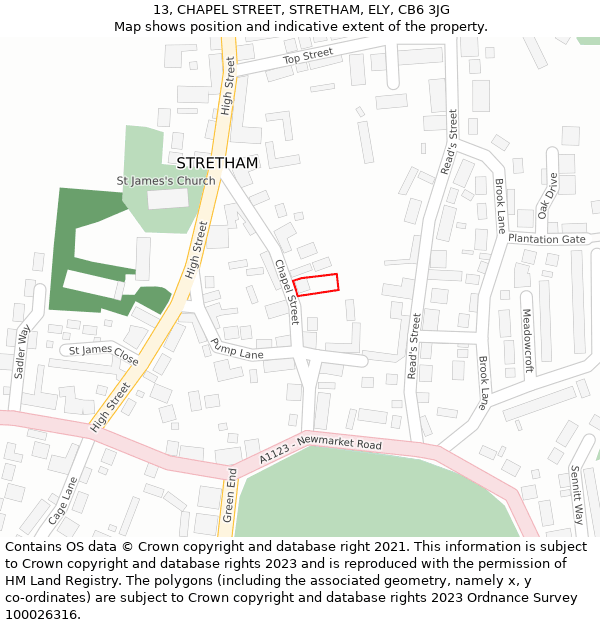 13, CHAPEL STREET, STRETHAM, ELY, CB6 3JG: Location map and indicative extent of plot