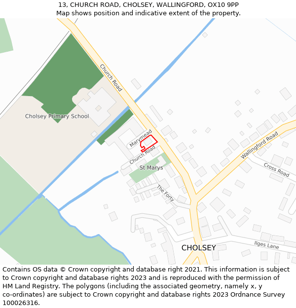 13, CHURCH ROAD, CHOLSEY, WALLINGFORD, OX10 9PP: Location map and indicative extent of plot