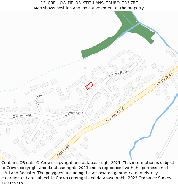 13, CRELLOW FIELDS, STITHIANS, TRURO, TR3 7RE: Location map and indicative extent of plot